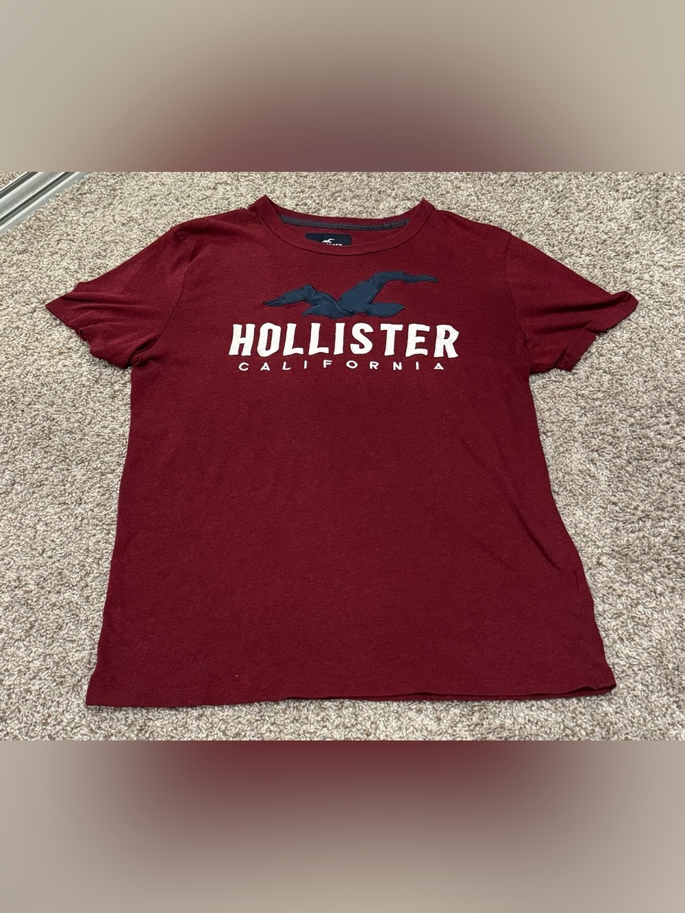 Hollister Men’s Maroon Logo Short Sleeve Tee